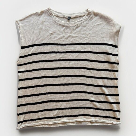 Sleeveless Striped Sweater Vest Knit Top Womens Size Large Preppy Coastal Casual - Picture 1 of 6